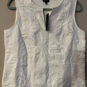 Talbots White Linen, Sparkly Top - NWT!